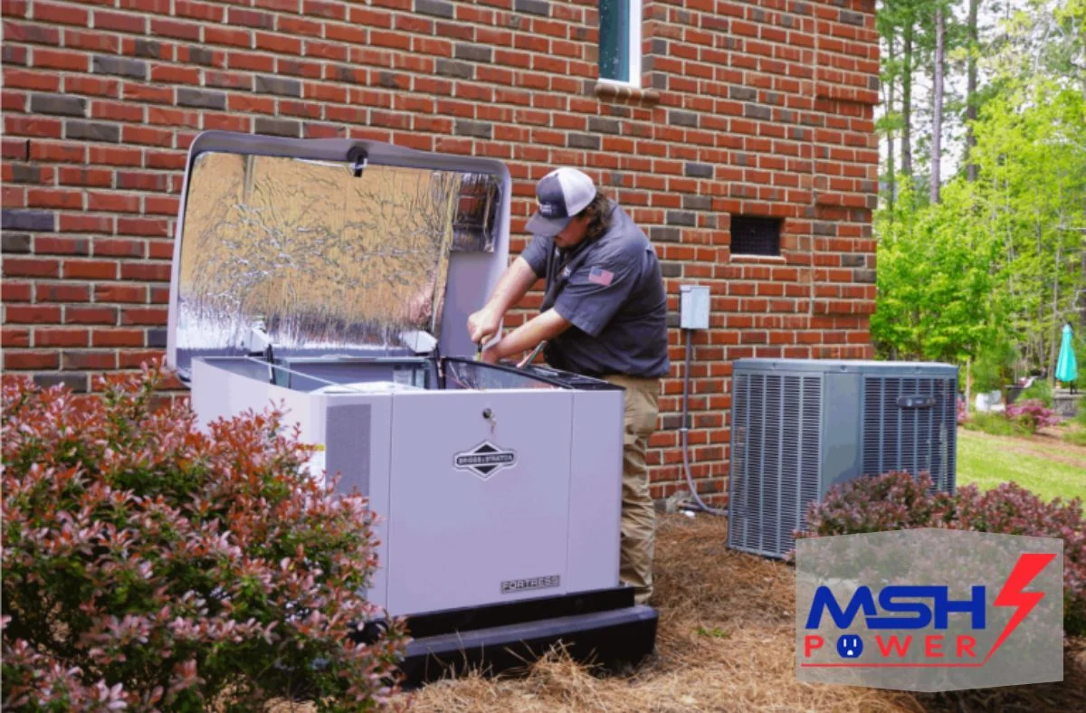Load bank testing on a backup generator while checking the spark plug to verify system performance during outages